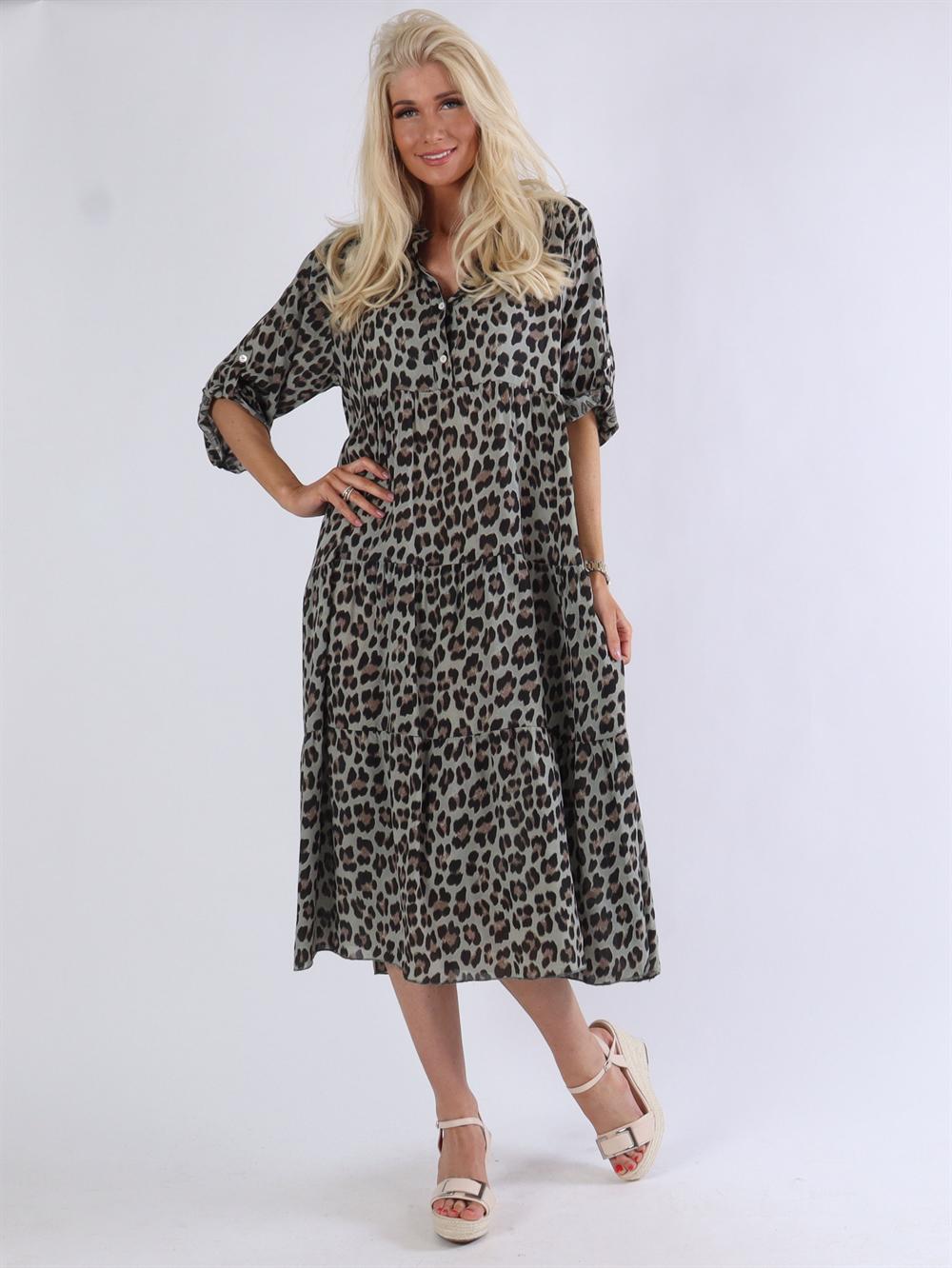 Amal leo - Skjortklänning med leopardmönster